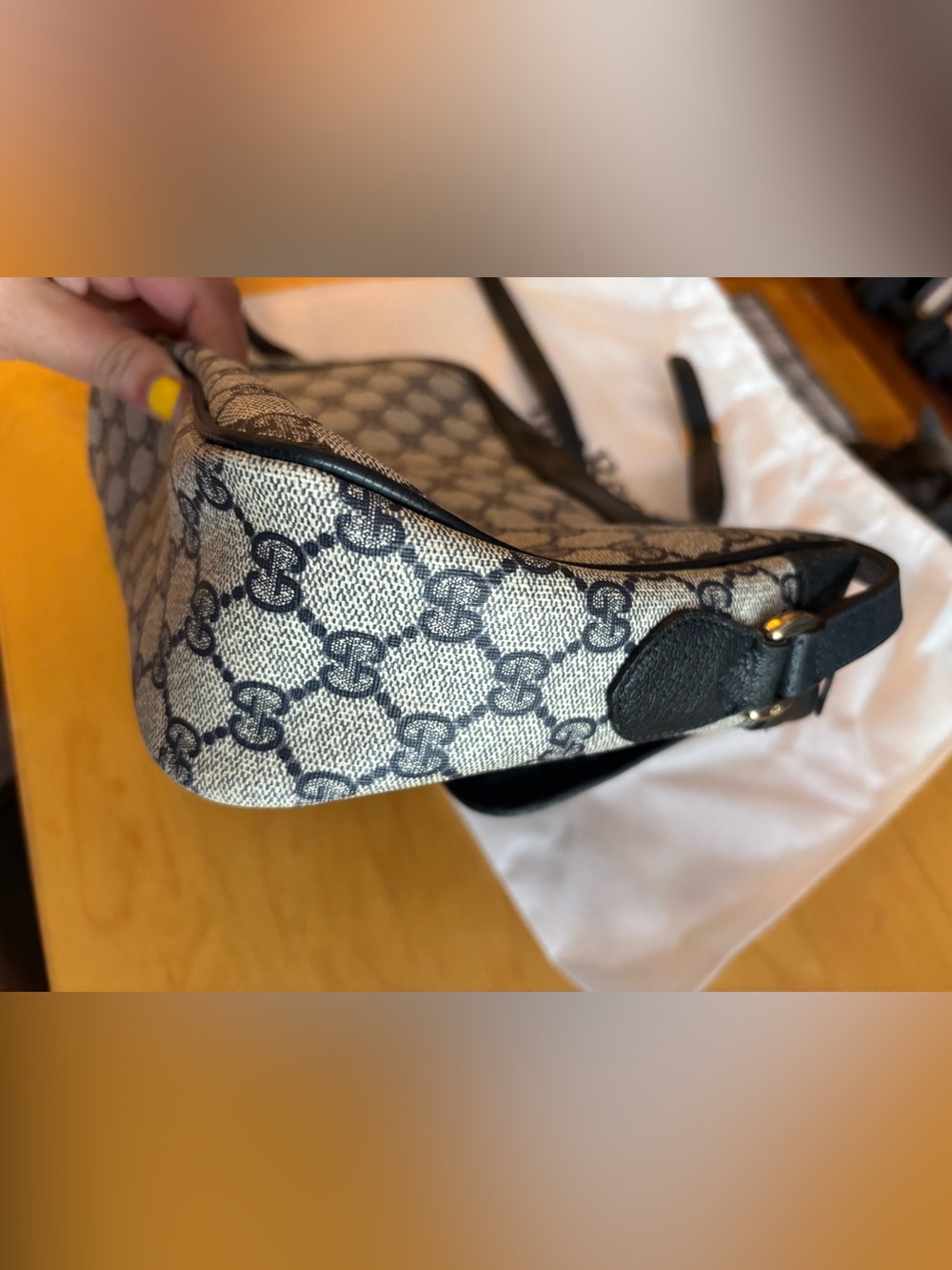Gucci Black and Beige GG Web Crossbody Bag - Picture 4 of 16